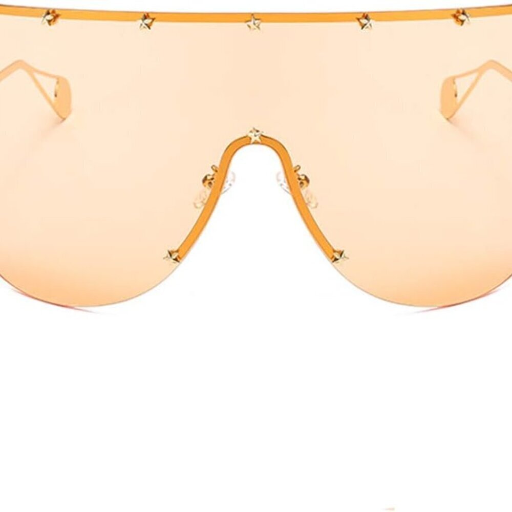 Women Huge Oversized Shield Visor Sunglasses Futuristic Star on Frame Sun Face M - Picture 1 of 4
